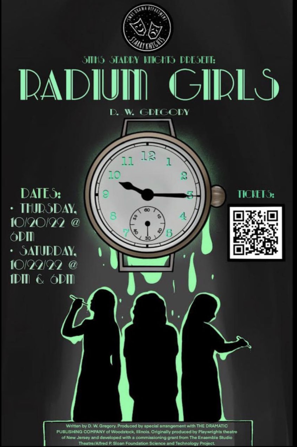 San Marcos Highs drama production of Radium Girls advertisement poster for the 2022 fall show 