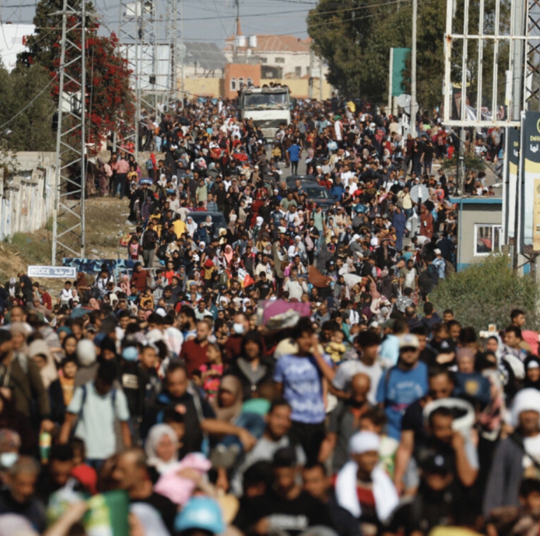 Photo published by Reuters. Thousands of Gazans fleeing the North of Gaza to the South of Gaza on November 10.